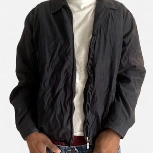 Vintage 90s Navy Bomber Jacket Minimal Streetwear Y2K Soft Cozy Unisex